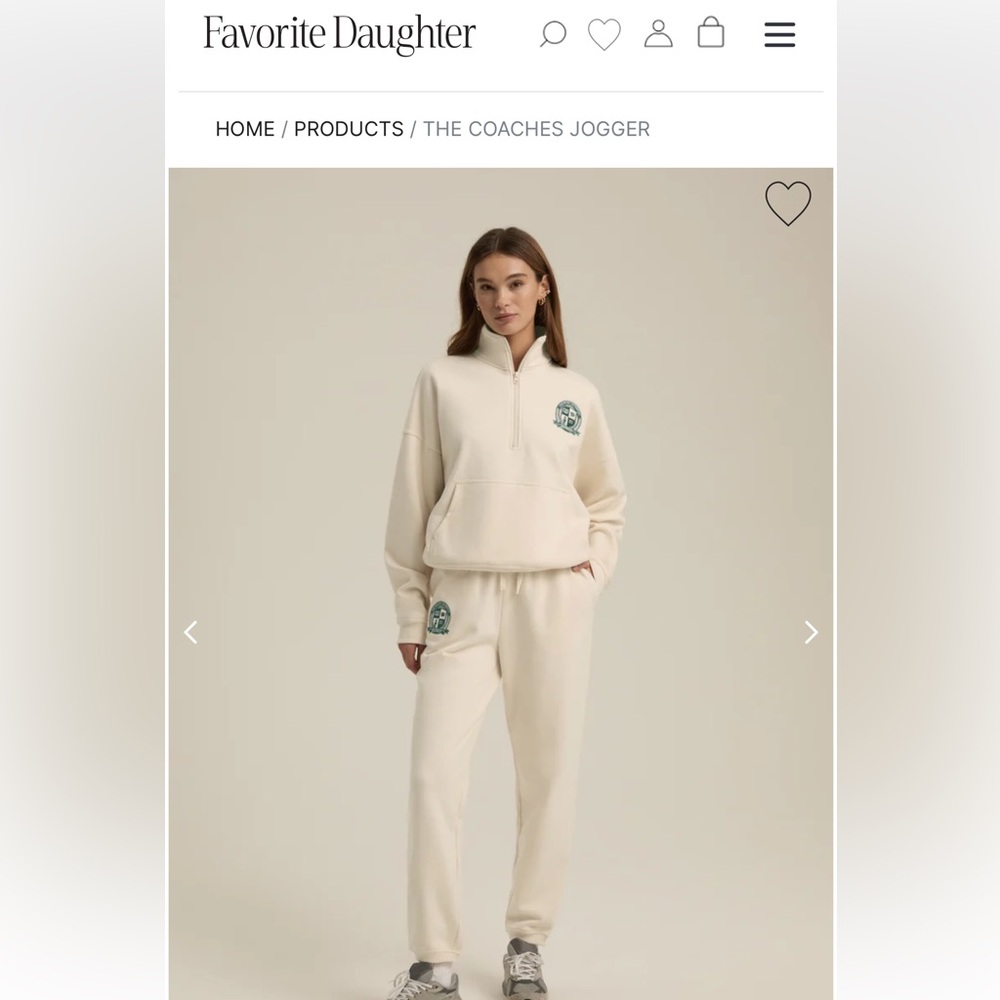 NWT Favorite Daughter Coaches Joggers in Ivory